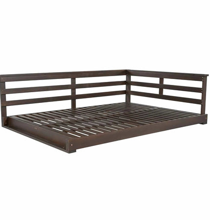 Acacia Wood Porch Swing Bed for Outdoor with Hemp Ropes - Full Size - Garden | Patioza