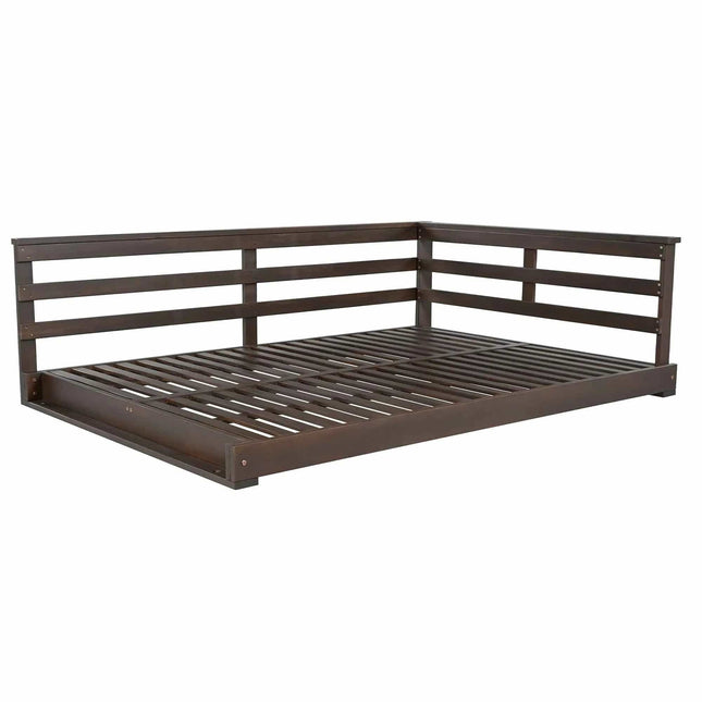 Acacia Wood Porch Swing Bed for Outdoor with Hemp Ropes - Full Size - Garden | Patioza
