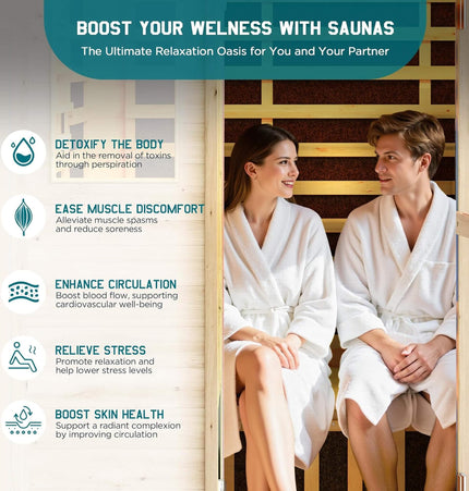 Thermora Zurich 3 - Person Low EMF Spruce Wood Outdoor Infrared Sauna With Bluetooth Speakers And LED Lights (SAK59047) - Outdoor Saunas | Patioza