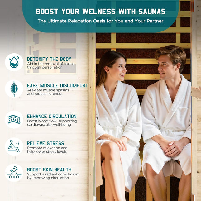 Thermora Zurich 3 - Person Low EMF Spruce Wood Outdoor Infrared Sauna With Bluetooth Speakers And LED Lights (SAK59047) - Outdoor Saunas | Patioza