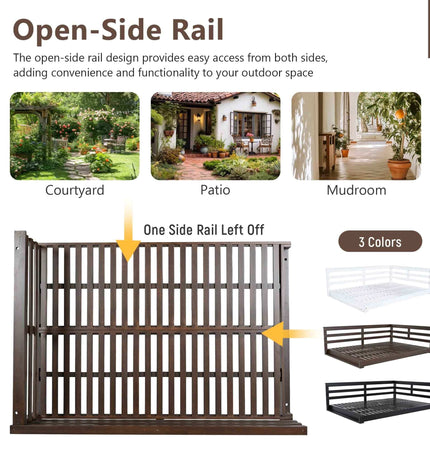 Acacia Wood Porch Swing Bed for Outdoor with Hemp Ropes - Full Size - Garden | Patioza