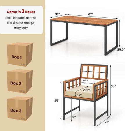 7 Piece Outdoor Patio Dining Set with Acacia Wood Table - Patio Furniture | Patioza
