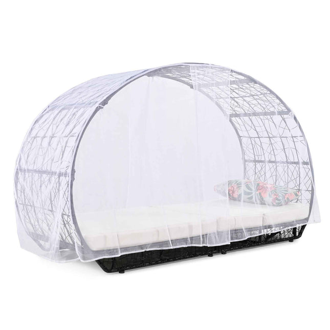 90.55" Outdoor Patio Daybed with Curtain, Sunbed with Cushion and - Furniture | Patioza