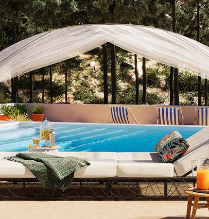 90.55" Outdoor Patio Daybed with Curtain, Sunbed with Cushion and - Furniture | Patioza
