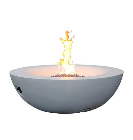 42 Inch Outdoor Concrete Propane gas Fire Pit bowl in Antique white color - Fire Pits | Patioza