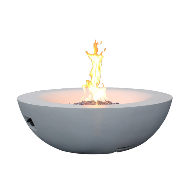 42 Inch Outdoor Concrete Propane gas Fire Pit bowl in Antique white color - Fire Pits | Patioza