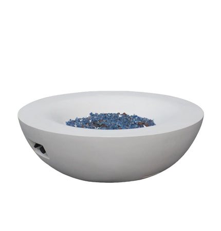 42 Inch Outdoor Concrete Propane gas Fire Pit bowl in Antique white color - Fire Pits | Patioza