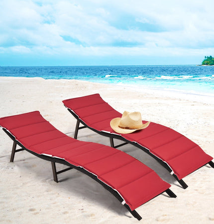 2Pcs Folding Patio Lounger Chair - Patio Furniture | Patioza