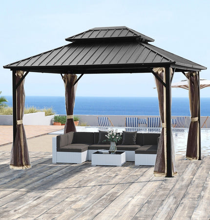 Ainfox 12 Ft. W x 10 Ft. D Aluminum Patio Gazebo - Gazebos | Patioza