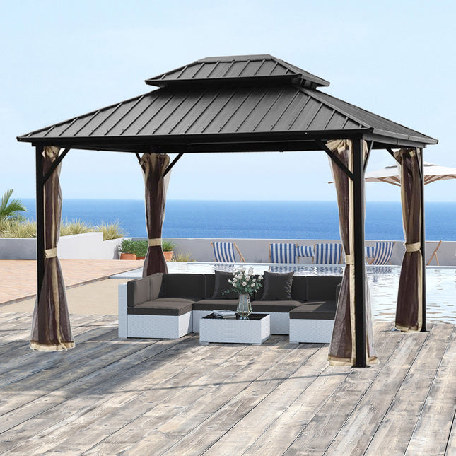 Ainfox 12 Ft. W x 10 Ft. D Aluminum Patio Gazebo - Gazebos | Patioza
