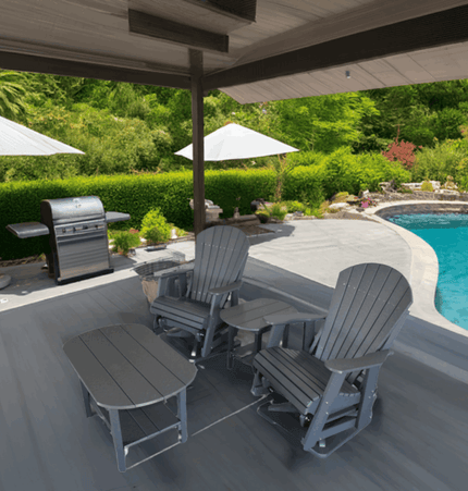 4 pc Glider Adirondack Chair and Table Set - Patio Furniture | Patioza