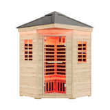 Thermora Monaco 4 - Person Low EMF Spruce Wood Outdoor Infrared Sauna With Bluetooth Speakers And LED Lights (SAK16270) - Outdoor Saunas | Patioza