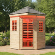 Thermora Monaco 4 - Person Low EMF Spruce Wood Outdoor Infrared Sauna With Bluetooth Speakers And LED Lights (SAK16270) - Outdoor Saunas | Patioza