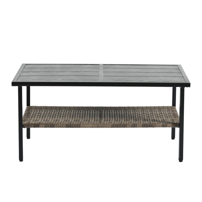 Patio Furniture, Outdoor Furniture, Seasonal PE Wicker Furniture, Four Set Wicker Furniture With Black Metal Table - Patio Furniture | Patioza