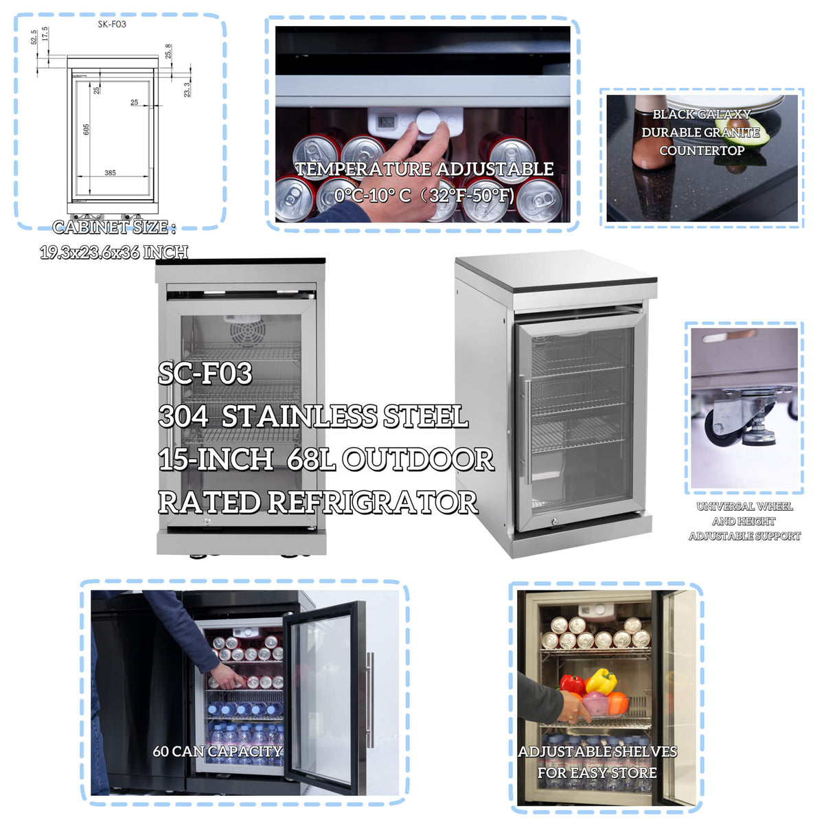 Castelle Flame Verona 44-Inch 6-Burner 85K BTU Stainless Steel Outdoor BBQ Kitchen Grill Island With Wine Cooler, Rotisserie Kit, And Storage Cabinets (SAK97105) - Outdoor Kitchen Islands | Patioza