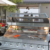 Castelle Flame Verona 44-Inch 6-Burner 85K BTU Stainless Steel Outdoor BBQ Kitchen Grill Island With Wine Cooler, Rotisserie Kit, And Storage Cabinets (SAK97105) - Outdoor Kitchen Islands | Patioza
