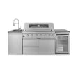 Castelle Flame Verona 44-Inch 6-Burner 85K BTU Stainless Steel Outdoor BBQ Kitchen Grill Island With Wine Cooler, Rotisserie Kit, And Storage Cabinets (SAK97105) - Outdoor Kitchen Islands | Patioza