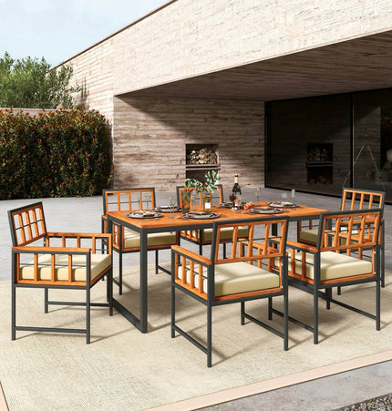 7 Piece Outdoor Patio Dining Set with Acacia Wood Table - Patio Furniture | Patioza