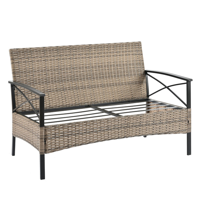 Patio Furniture, Outdoor Furniture, Seasonal PE Wicker Furniture, Four Set Wicker Furniture With Black Metal Table - Patio Furniture | Patioza