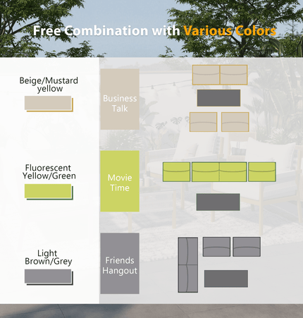 Outdoor Furniture with Tempered Glass Table Deep Seating with Thick Cushion for Backyard Porch Balcony (Grey) - Patio Furniture | Patioza