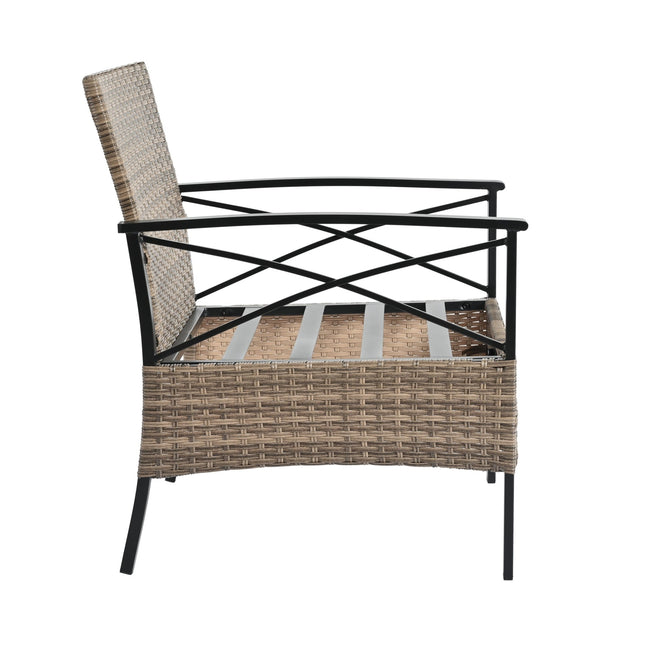Patio Furniture, Outdoor Furniture, Seasonal PE Wicker Furniture, Four Set Wicker Furniture With Black Metal Table - Patio Furniture | Patioza