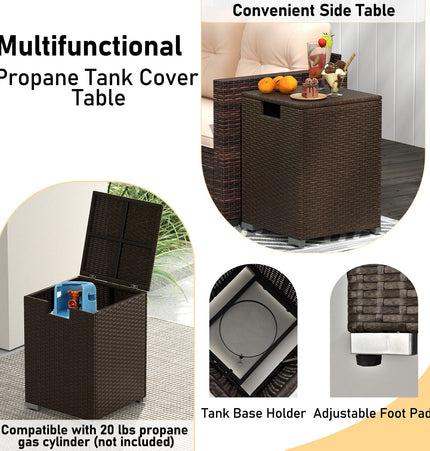 4 Pieces Outdoor Furniture Set with 32 Inch Fire Pit Table and Propane Tank Cover - Fire Pits | Patioza
