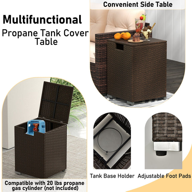 4 Pieces Outdoor Furniture Set with 32 Inch Fire Pit Table and Propane Tank Cover - Fire Pits | Patioza