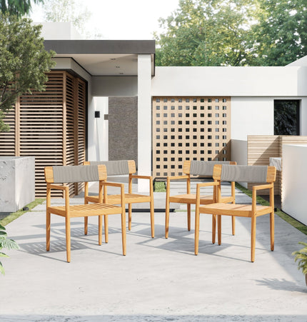 Patio Set Outdoor Acacia Wood Furniture Sets - Braided Dining Chairs & Dining Table - Patio Furniture | Patioza