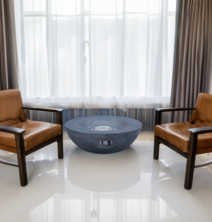 42 Inch Outdoor Concrete Propane gas Fire Pit bowl in Dark Gray color - Fire Pits | Patioza