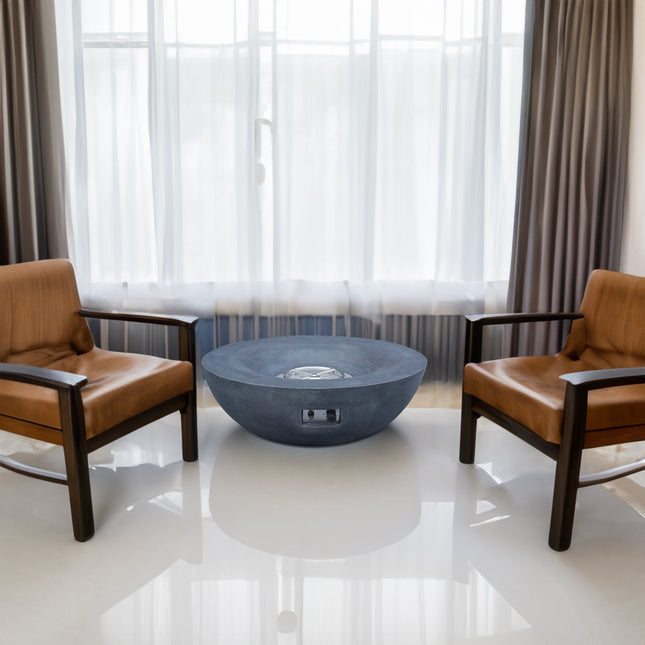 42 Inch Outdoor Concrete Propane gas Fire Pit bowl in Dark Gray color - Fire Pits | Patioza