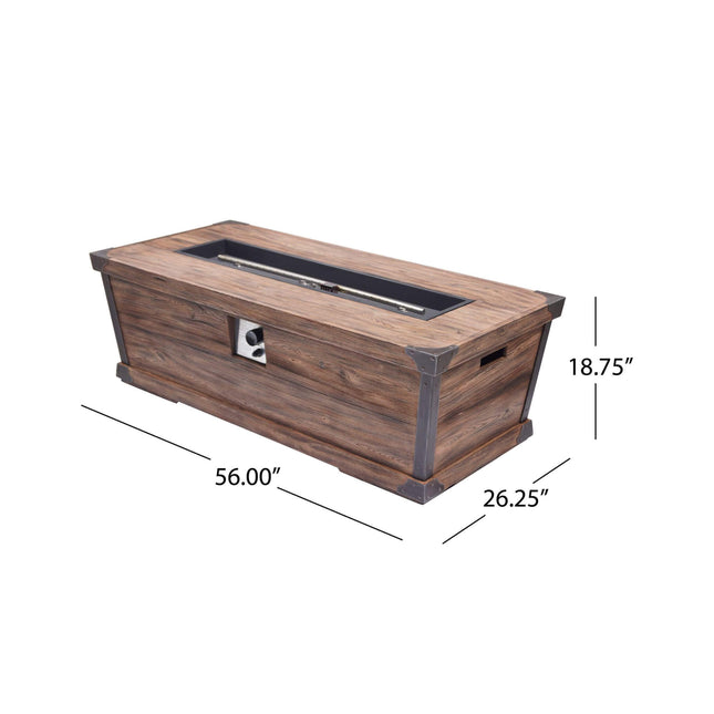 Alora 56-Inch Outdoor 50K BTU Wood Pattern Rectangle Gas Burning Fire Pit (SAK43681) - Fire Pits | Patioza