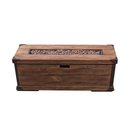 Alora 56-Inch Outdoor 50K BTU Wood Pattern Rectangle Gas Burning Fire Pit (SAK43681) - Fire Pits | Patioza