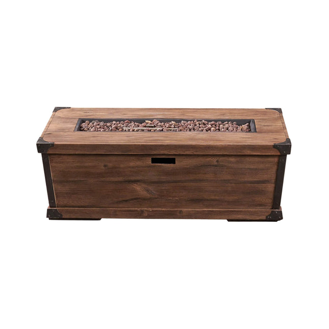 Alora 56-Inch Outdoor 50K BTU Wood Pattern Rectangle Gas Burning Fire Pit (SAK43681) - Fire Pits | Patioza