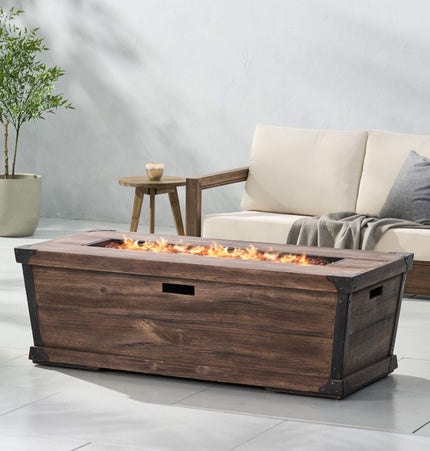 Alora 56-Inch Outdoor 50K BTU Wood Pattern Rectangle Gas Burning Fire Pit (SAK43681) - Fire Pits | Patioza