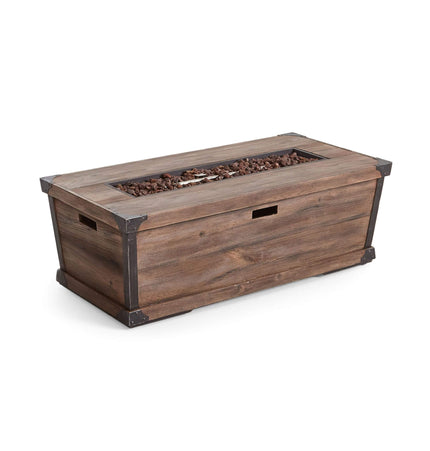 Alora 56-Inch Outdoor 50K BTU Wood Pattern Rectangle Gas Burning Fire Pit (SAK43681) - Fire Pits | Patioza