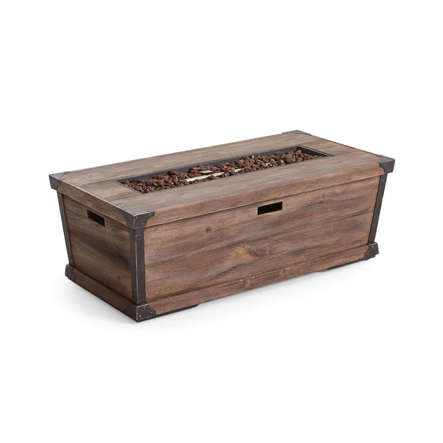Alora 56-Inch Outdoor 50K BTU Wood Pattern Rectangle Gas Burning Fire Pit (SAK43681) - Fire Pits | Patioza