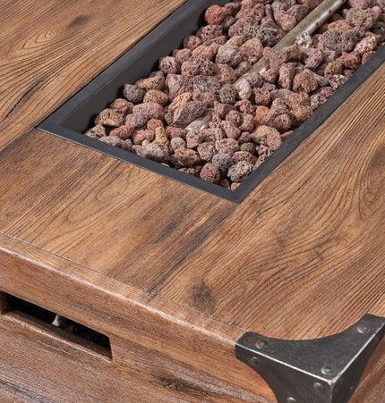 Alora 56-Inch Outdoor 50K BTU Wood Pattern Rectangle Gas Burning Fire Pit (SAK43681) - Fire Pits | Patioza