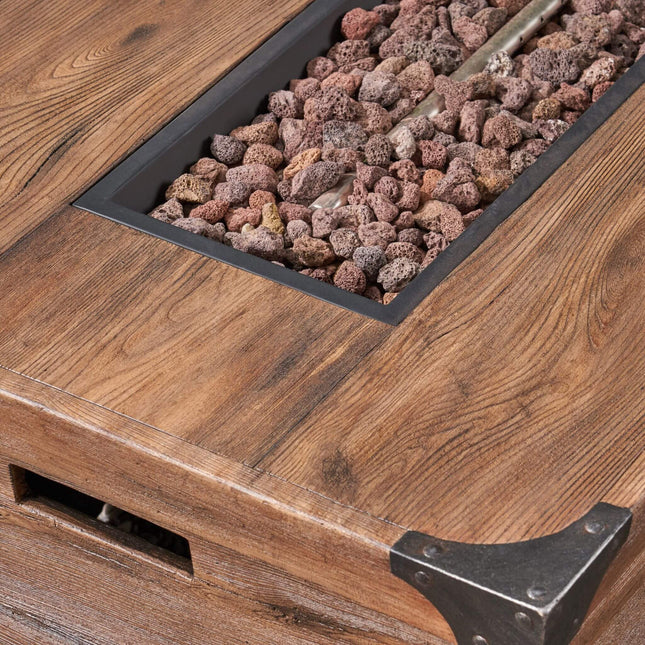 Alora 56-Inch Outdoor 50K BTU Wood Pattern Rectangle Gas Burning Fire Pit (SAK43681) - Fire Pits | Patioza