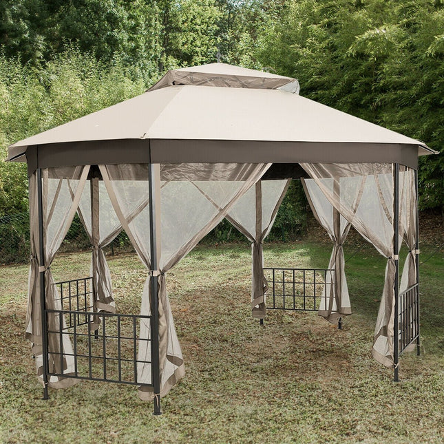 10’x 12’ Octagonal Patio Gazebo - Beige - Gazebos | Patioza