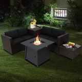 5 Piece Patio Furniture Set with 50000 BTU Propane Fire Pit Table - | Patioza