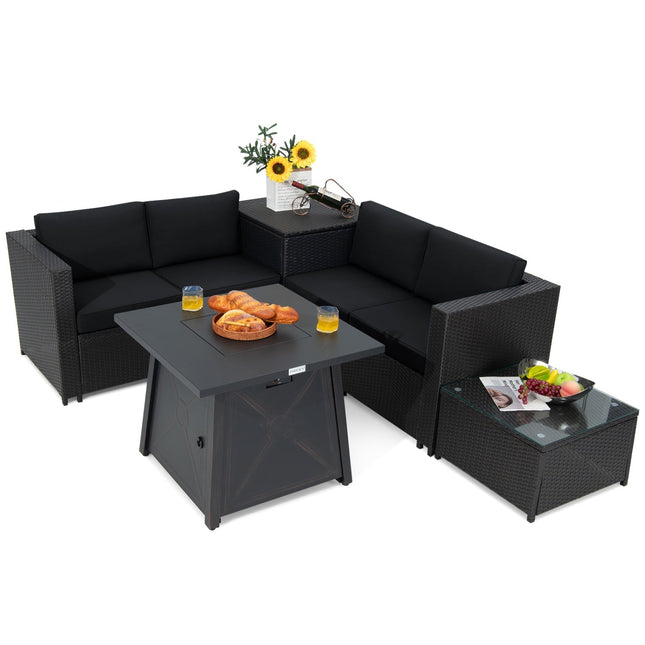 5 Piece Patio Furniture Set with 50000 BTU Propane Fire Pit Table - | Patioza