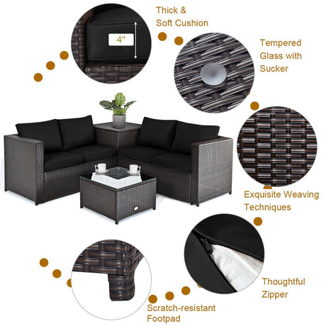 5 Piece Patio Furniture Set with 50000 BTU Propane Fire Pit Table - | Patioza