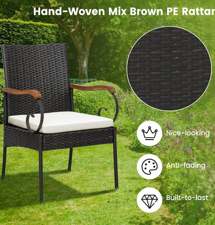5 Pieces Patio Rattan Dining Set with Umbrella Hole for Poolside Backyard - Patio Furniture | Patioza