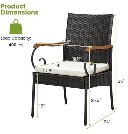 5 Pieces Patio Rattan Dining Set with Umbrella Hole for Poolside Backyard - Patio Furniture | Patioza