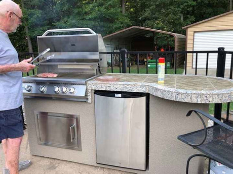 Kokomo Grill BBQ Island Maui 7'6" with 33" Round Bar, LED Lights & Built - In BBQ - Outdoor Kitchen | Patioza