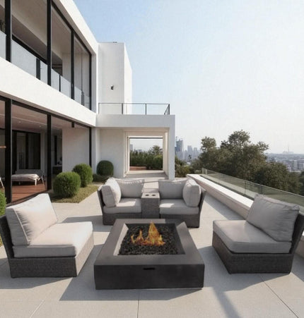 Patio Conversation Set & Cushions, Seats 4 - Gray Mix - 4 Piece Outdoor Sets | Patioza