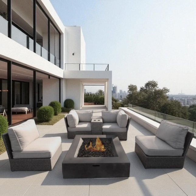 Patio Conversation Set & Cushions, Seats 4 - Gray Mix - 4 Piece Outdoor Sets | Patioza