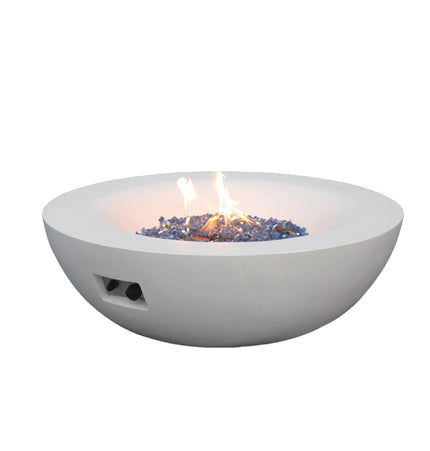 42 Inch Outdoor Concrete Propane gas Fire Pit bowl in Antique white color - Fire Pits | Patioza
