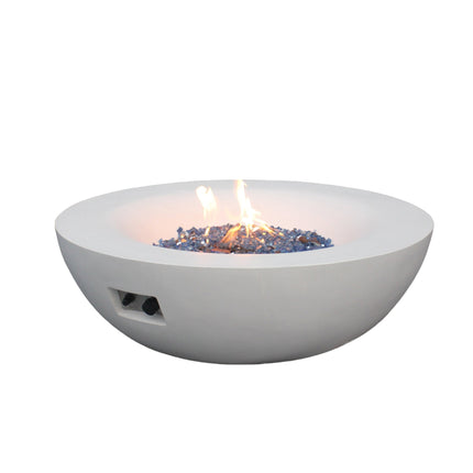 42 Inch Outdoor Concrete Propane gas Fire Pit bowl in Antique white color - Fire Pits | Patioza