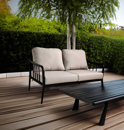 2PC Outdoor Aluminum Patio Furniture Modern Loveseat Sofa Conversation/Chat Set - Patio Furniture | Patioza